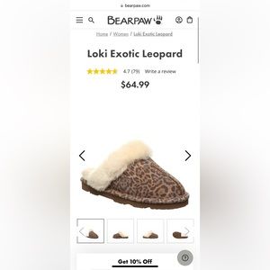 Bear Paw exotic leopard slipper